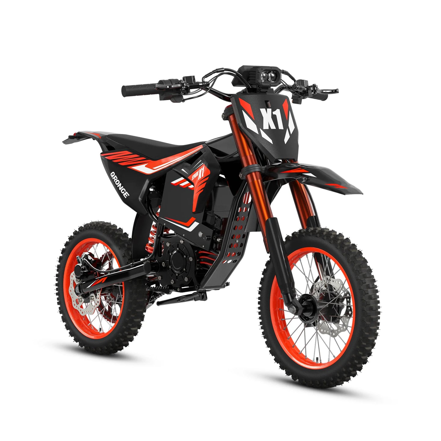 QRONGE X1 Spark Electric Dirt Bike 4500W Peak&Up to 60 Miles 50MPH 60V 28.8Ah Battery E-Bike 14/12" Fat Tire Electric Motorcycle