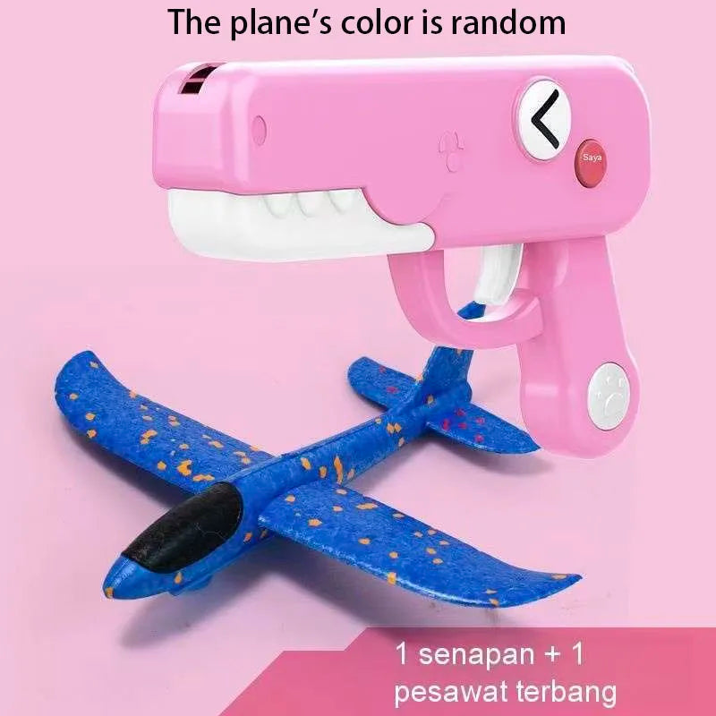 Outdoor Games Dumb Dinosaur Ejection foam Aircraft Toy Gun One click Launch Three colors of indoor and outdoor aircraft Guns