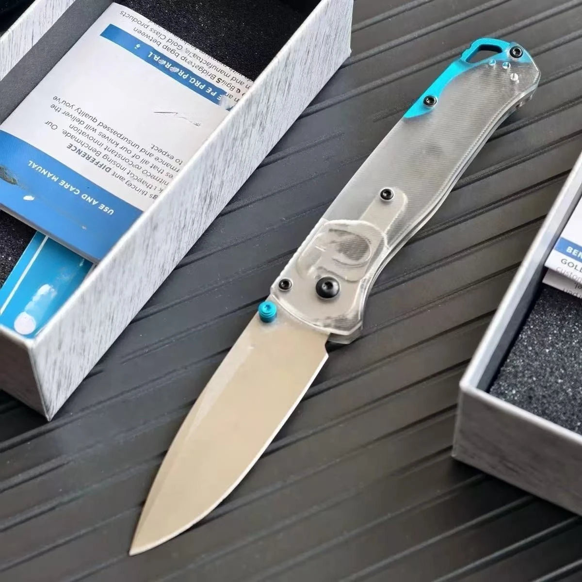 535PEI Transparent Outdoor Folding Knife Wild Camping Convenient Sharp Knife EDC Fruit Pocket knives for outdoor travel