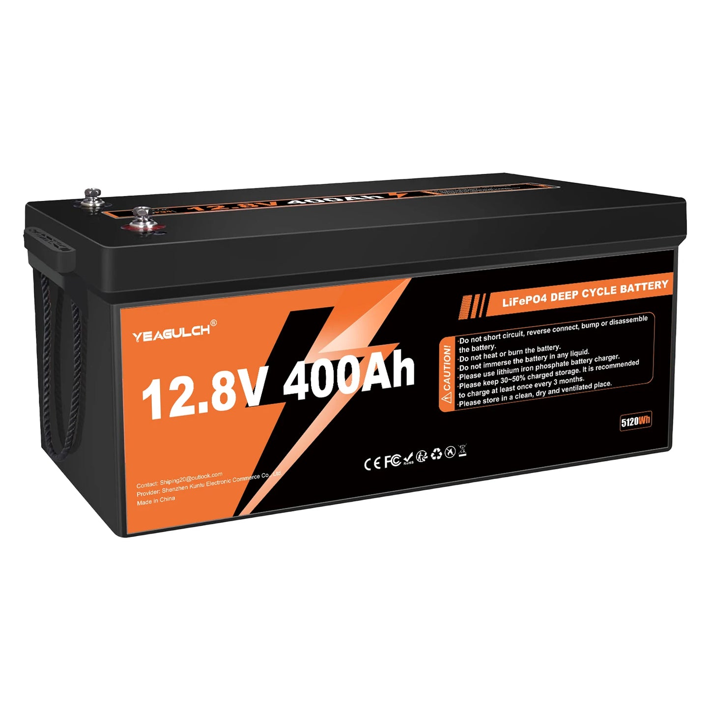 Yeagulch 12V 100Ah 200Ah 300Ah 314Ah 400Ah 600Ah LiFePO4 Lithium Battery with BMS Solar Off-grid System Home Energy Storage RV