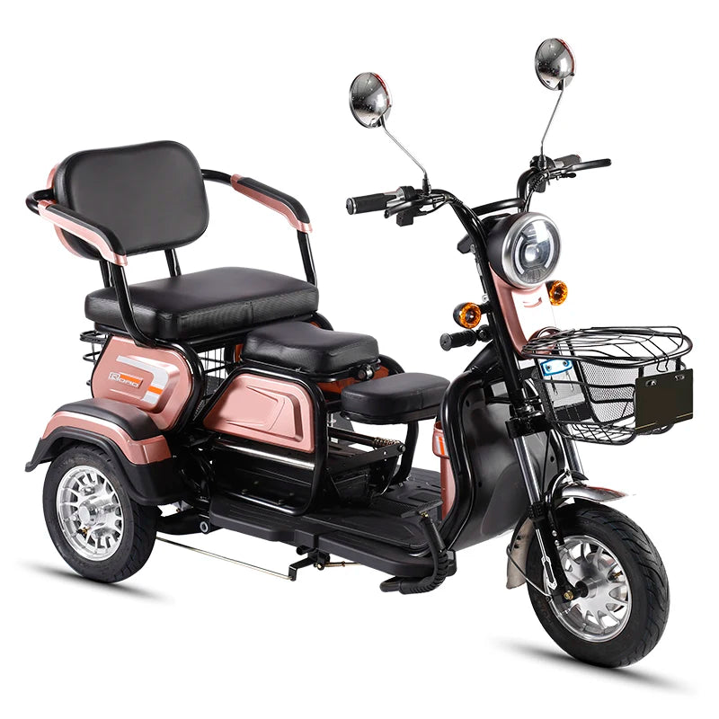 Open Body Electric Tricycle For Adults Fat Tire, 3 Wheel Passenger Electric Bike Long Range, 45km Mileage Urban Mobility Vehicle