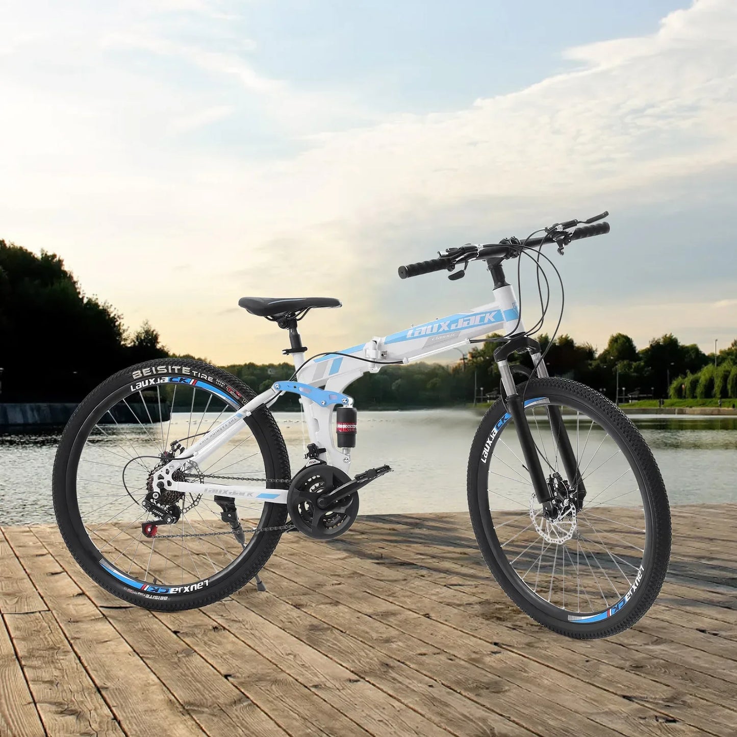 26" Foldable Mountain Bike for Men - 21-Speed All-Terrain Commuter with Dual Disc Brakes