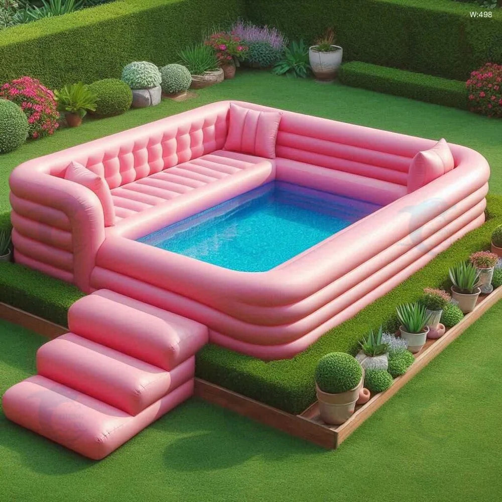 Giant Inflatable Swimming Pool Large Family Blow Up Pool with Seats Outdoor Garden Water Play Sofa Pool for Kids Adults Summer
