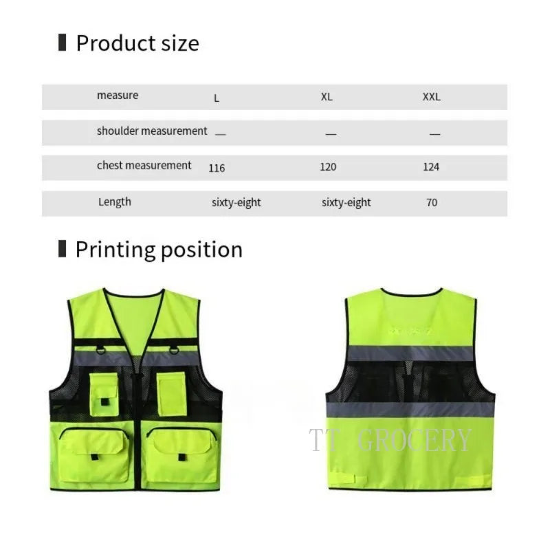 Safety Clothing Reflective with Tool Pockets Breathable Work Gilet High Visibility Mesh Reflective Workwear