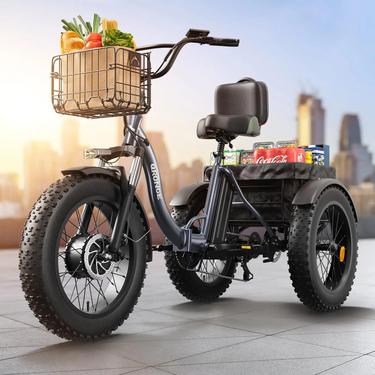 QRONGE Electric Bike for Adults 960W Peak 36V 13.5AH Battery Folding Electric Tricycle 50 Miles Range Fat Tire Electric Trike