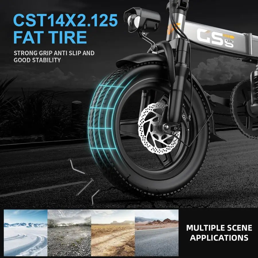 HeavyDuty Foldable Electric Bike for Adults with 7Shock Suspension, 500 lbs Capacity, 740W Motor, 25MPH, 720Wh Batter Customized