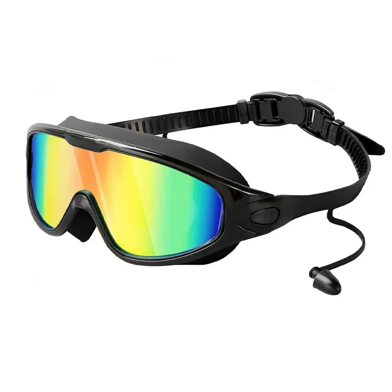 Colorful Electroplated/HD Anti-fog Swimming Goggles Large Frame UV400 Mirror Swim Eyewear Silicone Frame for Leakproof&Comfort