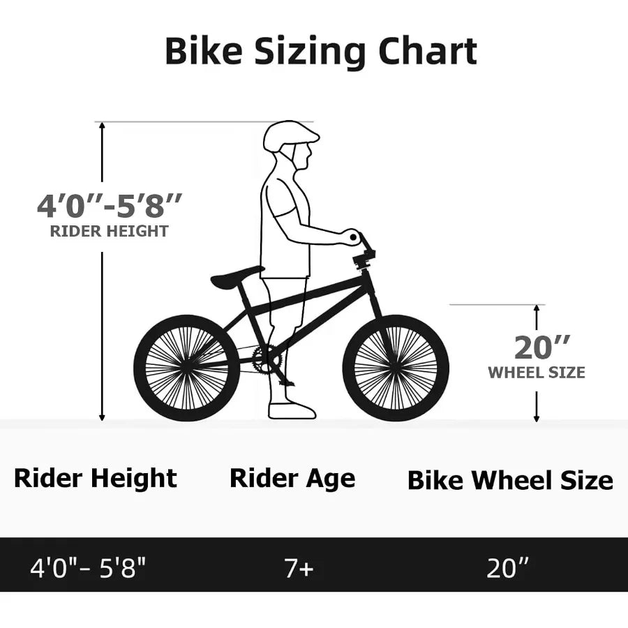 20 inch Freestyle BMX Bike for and Adults Men Women Hi-Ten Steel Frame 360 Degree Rotor Freestyle 4 Pegs Single Speed Teen Bike