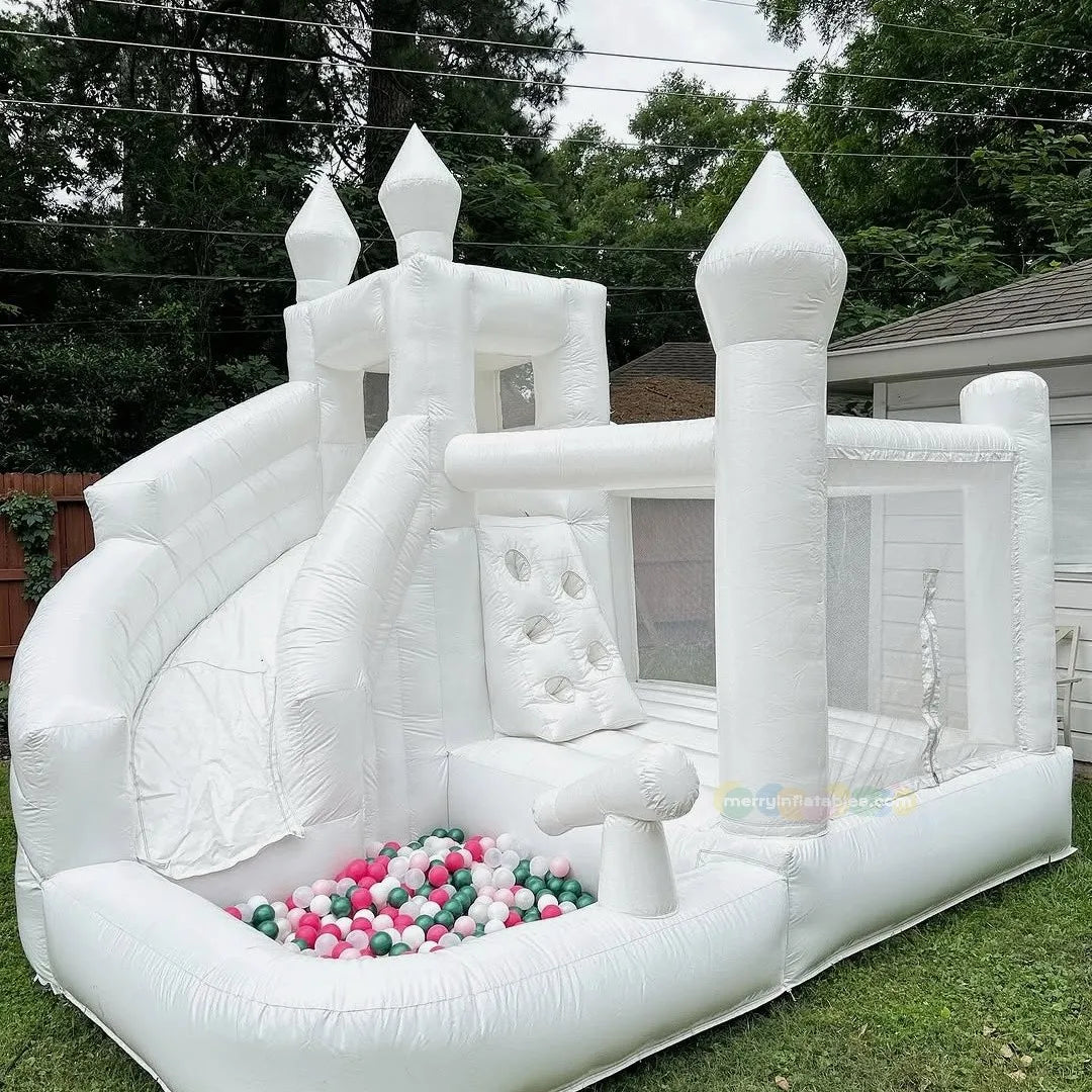 White Water Slide Splash Pool Water Slide Water Obstacles Backyards Water Pool for Kids water playground