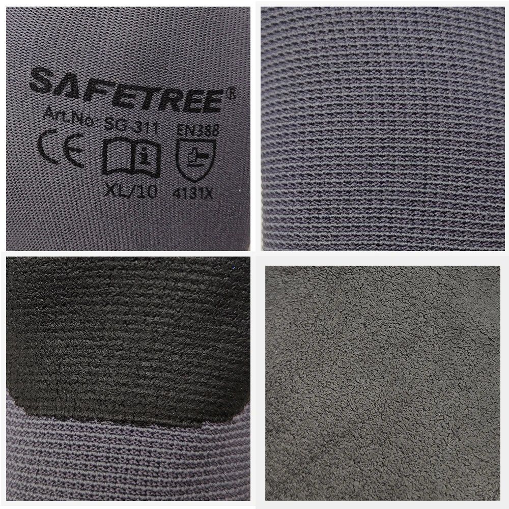 SAFETREE 10Pairs CE  Nylon Safety Gloves Nitrile Coated Mechanic Gloves Palm Coating Glove Comfortable and thin for easy work