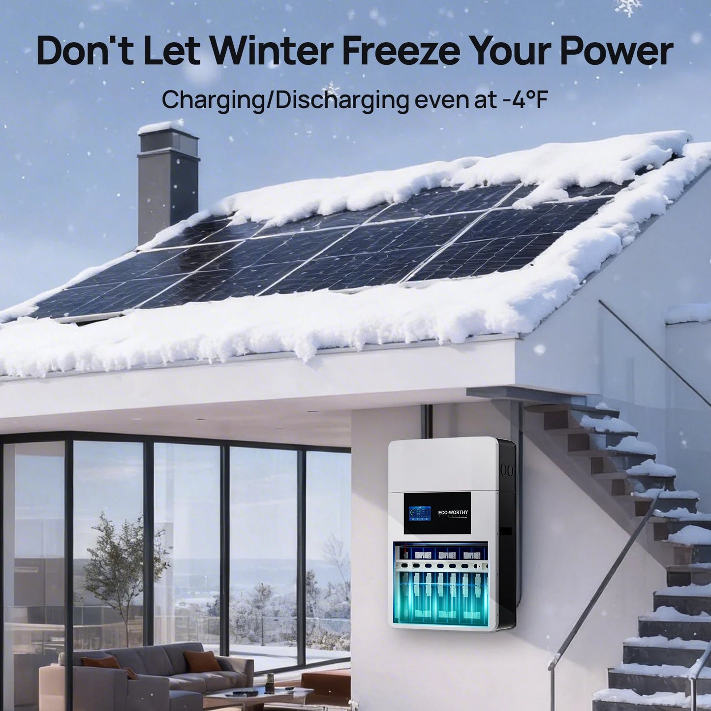 ECO-WORTHY 48V 100Ah Wall-Mount Indoor LiFePO4 Lithium Battery with Conduit Box For Off-Grid Systems, Home Backup Power