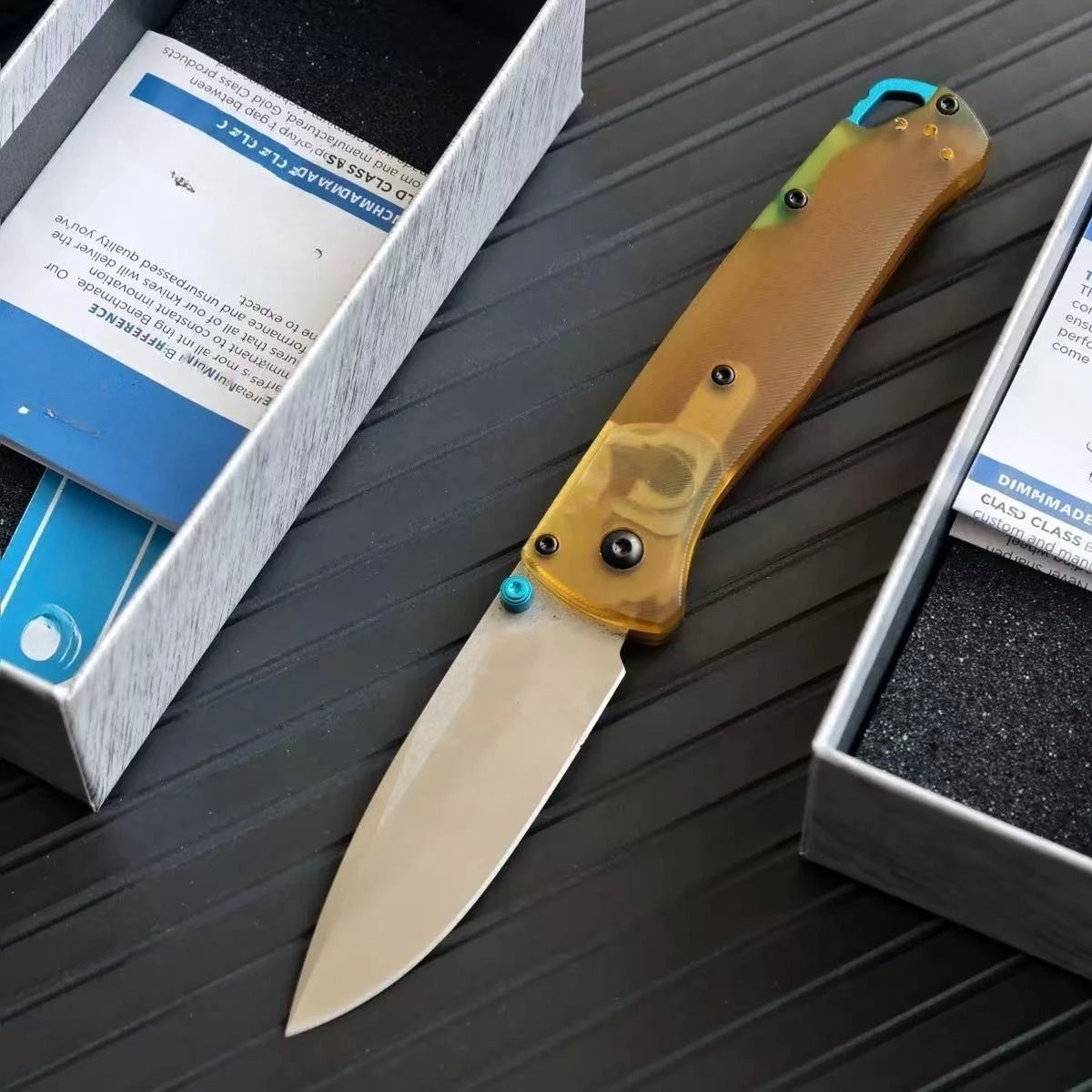 535PEI Transparent Outdoor Folding Knife Wild Camping Convenient Sharp Knife EDC Fruit Pocket knives for outdoor travel