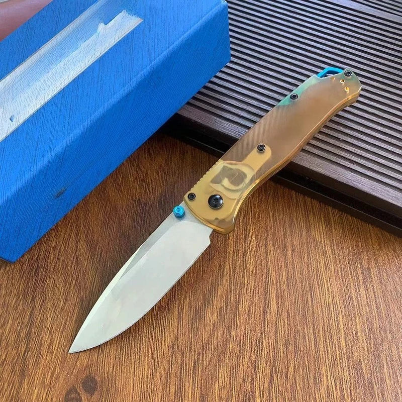 535PEI Transparent Outdoor Folding Knife Wild Camping Convenient Sharp Knife EDC Fruit Pocket knives for outdoor travel