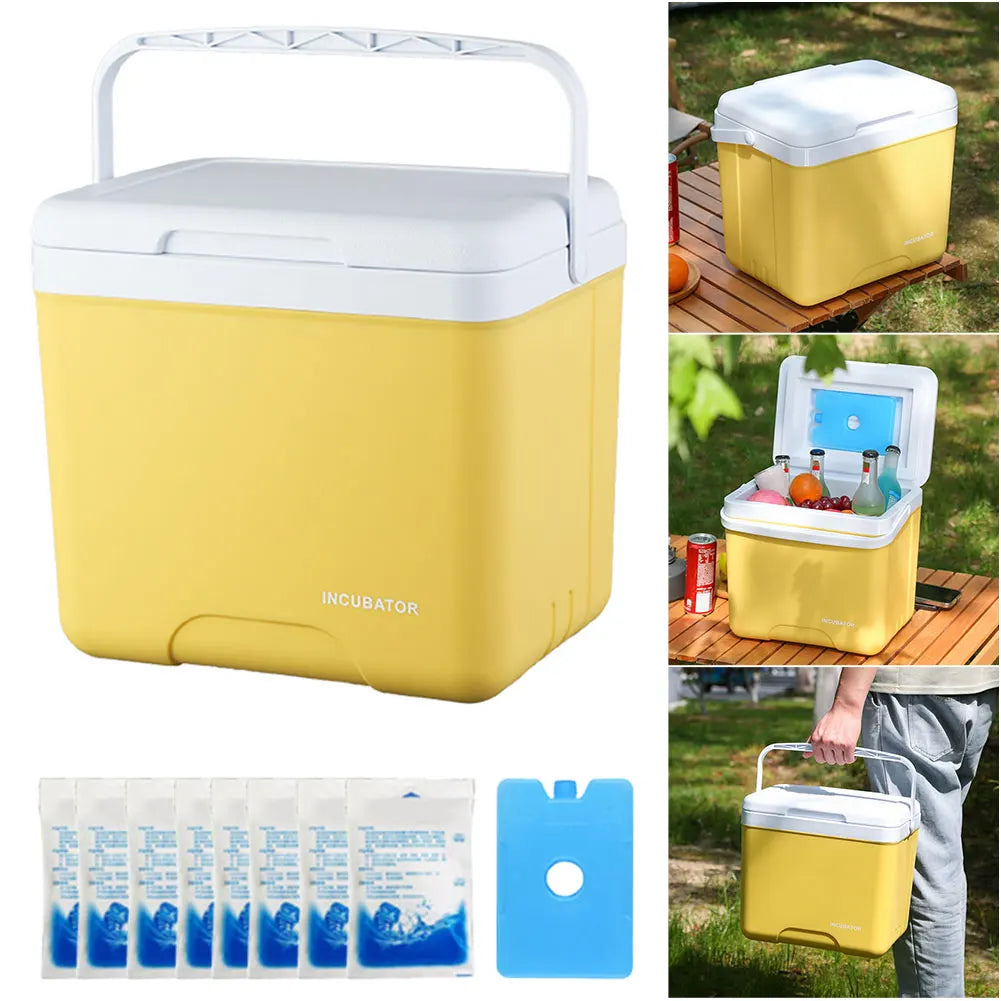 15L Camping Cooler Box Multipurpose Insulated Ice Chest Portable Ice Bucket Outdoor Hard Cooler for BBQ Camping Picnic