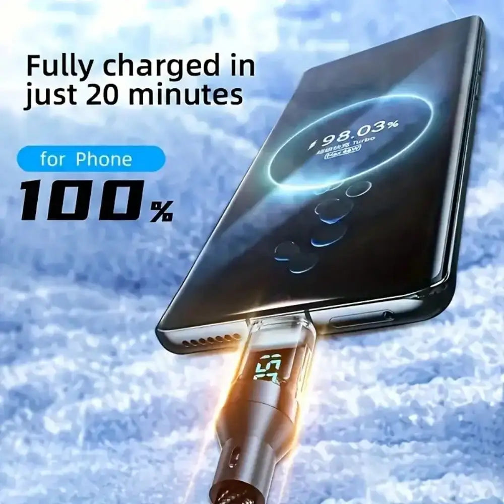 120W [Ultra-fast Super Charging Cable]120W LCD Watt Digital Display, Compatible for Samsung, Xiaomi, POCO, Tesla