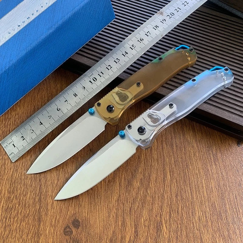 535PEI Transparent Outdoor Folding Knife Wild Camping Convenient Sharp Knife EDC Fruit Pocket knives for outdoor travel