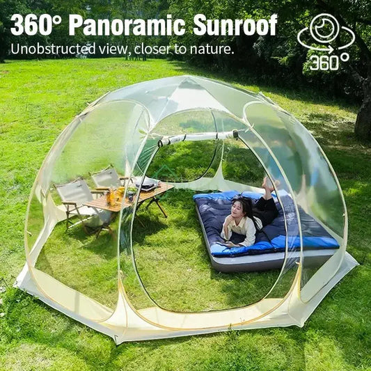 Transparent Camping Tent 4-8 Person Star Dome Tent Portable Spherical Tents 360 Degree Panoramic Window Outdoor Sun Room Tents