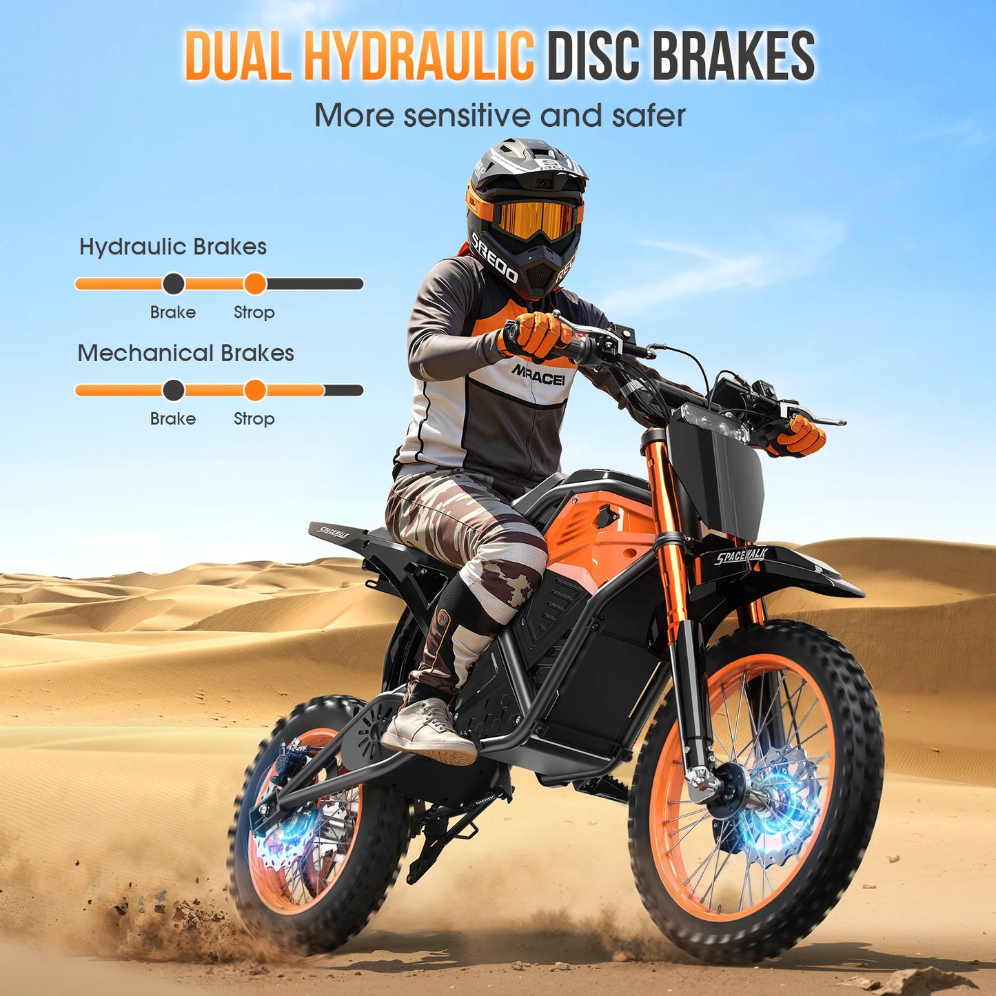 48V Electric Dirt Bike for Adults/Teens,3000W Peak Power Electric Motorcycle for Adults, 37.5MPH Top Speed & 60 Miles Long Range