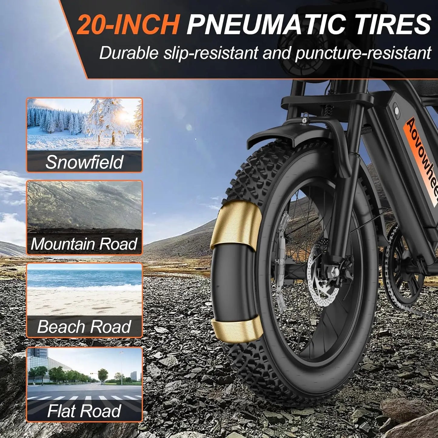 Electric Bike for Adults 20" Fat Tire Electric Dirt Bike 48V 18Ah Battery 70 Miles Max Range 1500 Peak Motor 31MPH Top Speed