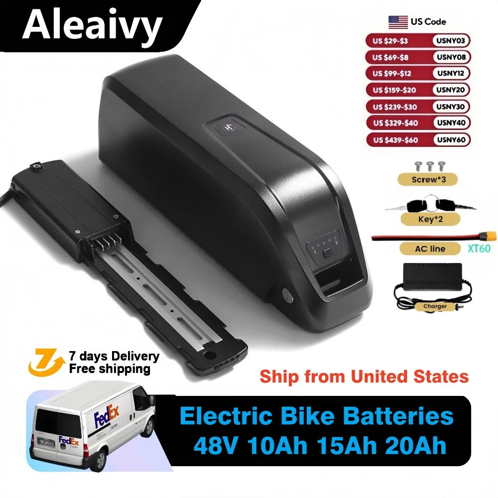 Hailong 48v Battery 10Ah 15Ah 20Ah Li ion E bike Battery Pack For BAFANG Tongsheng 1000W 500W 350W 250W Motor Electric Bike Kit