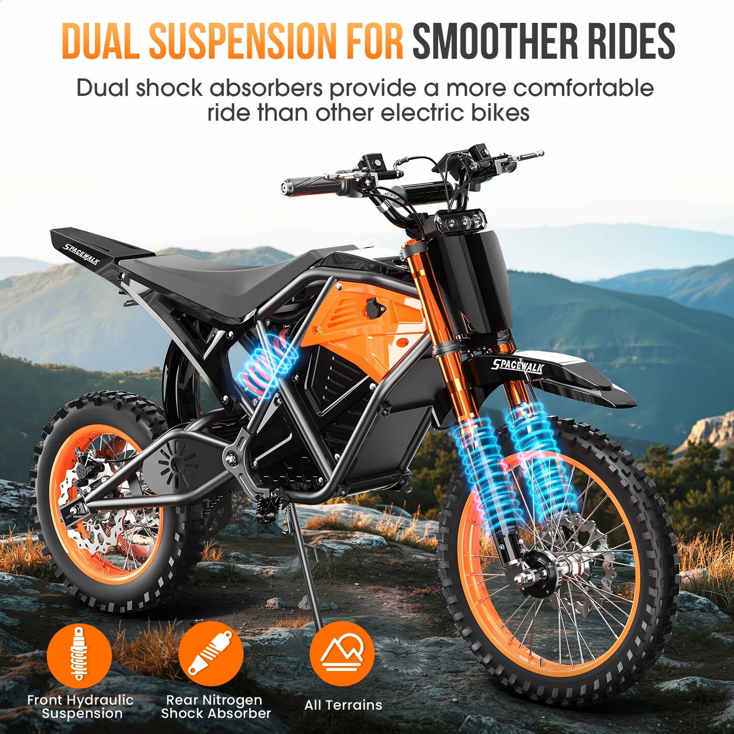 48V Electric Dirt Bike for Adults/Teens,3000W Peak Power Electric Motorcycle for Adults, 37.5MPH Top Speed & 60 Miles Long Range