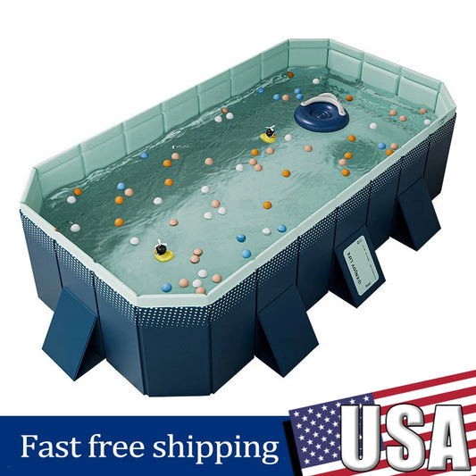 2.6m 3m Foldable Non-Inflatable Kids' and Adults' Outdoor Swimming Pool - Hard Plastic Shell,Kid Pool for Backyard Dog Pools