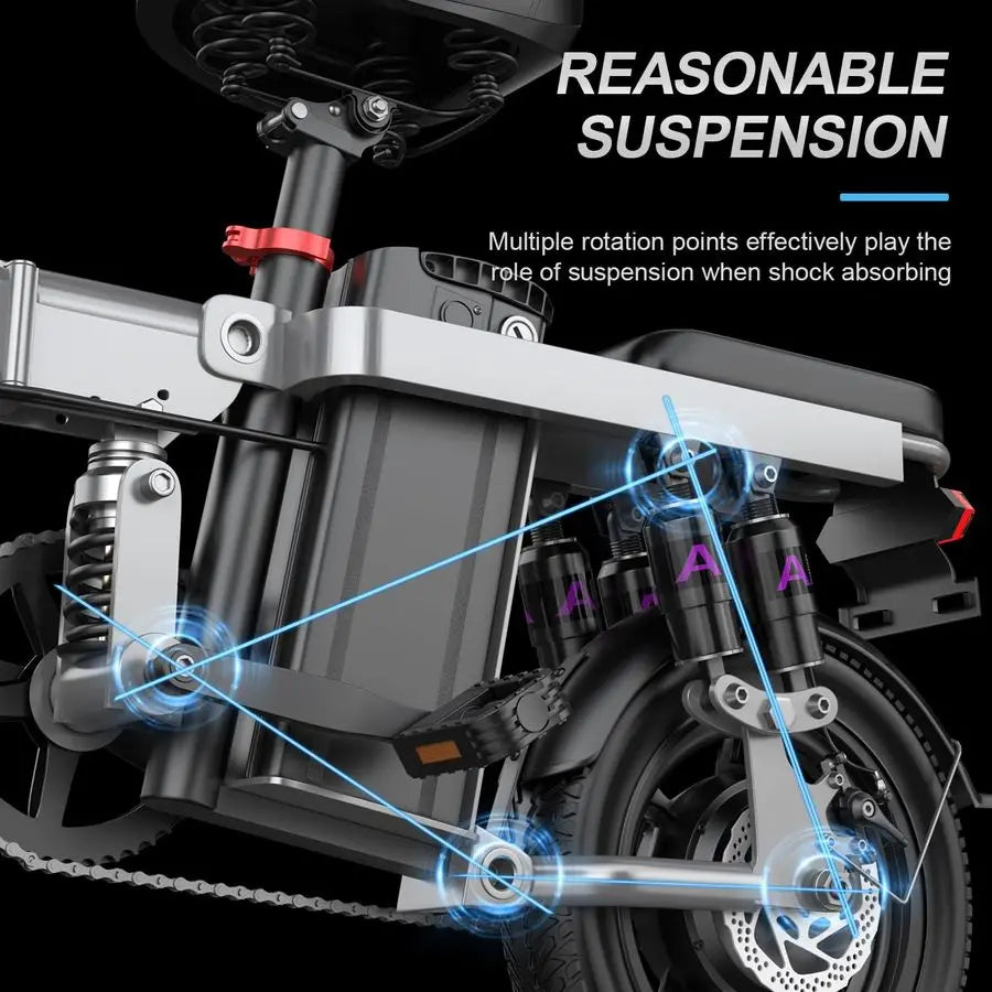 HeavyDuty Foldable Electric Bike for Adults with 7Shock Suspension, 500 lbs Capacity, 740W Motor, 25MPH, 720Wh Batter Customized