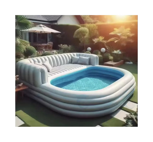 Giant Inflatable Swimming Pool Large Family Blow Up Pool with Seats Outdoor Garden Water Play Sofa Pool for Kids Adults Summer