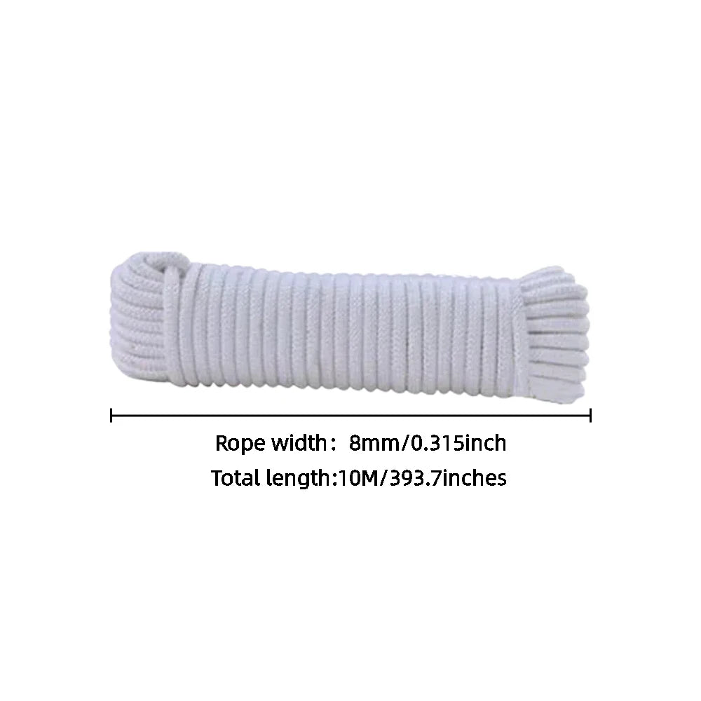 8mm Wide and 10m Long Household Rope, Single Core Solid, Suitable for Outdoor Camping and Hiking