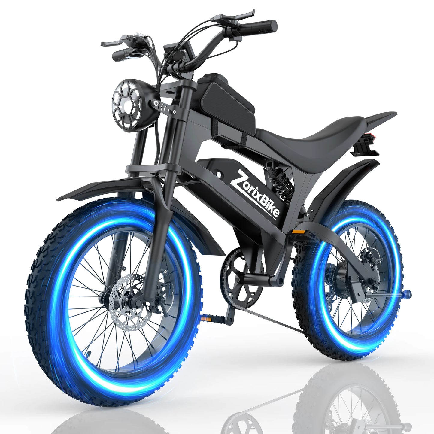 ZorixBike R8 Pro Electric Off-Road Bike 20x4.0 3000W 35Mph 80Mile 48V 20Ah,7 Speed Wide Tire All Terrain E-Bike For Adult