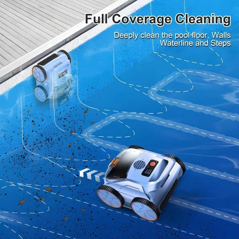 (2025 New) Robotic Pool Vacuum, Robotic Pool Cleaner for Inground Pools, Pool Robot with Smart Navigation, Floor/Wall/Waterline