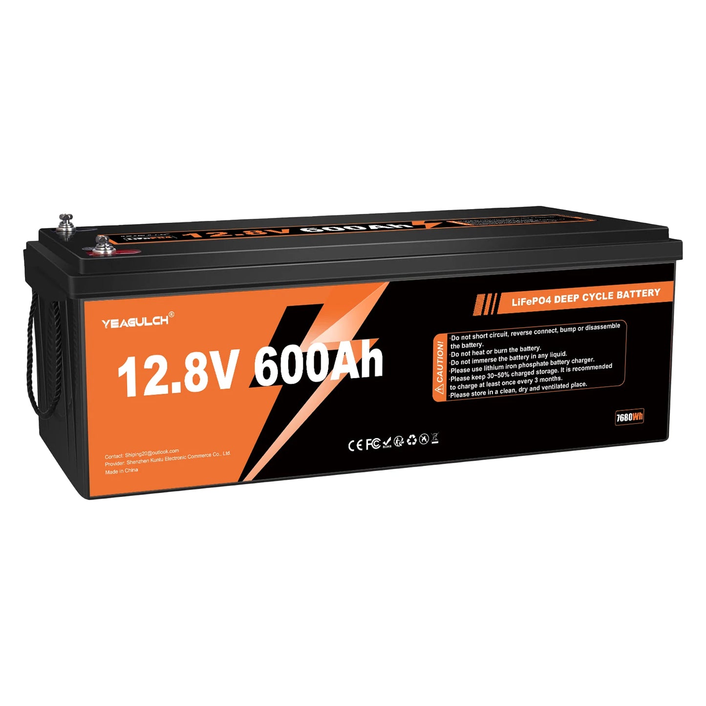 Yeagulch 12V 100Ah 200Ah 300Ah 314Ah 400Ah 600Ah LiFePO4 Lithium Battery with BMS Solar Off-grid System Home Energy Storage RV
