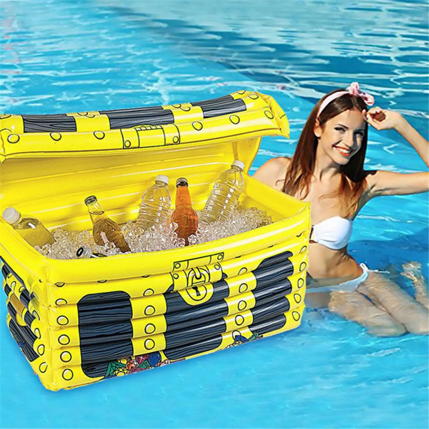 AA81-Indoor Outdoor Inflatable Ice Container PVC Beverage Cooler Treasure Box Multi-Purpose Bar Drinks Cool Leisure Supplies