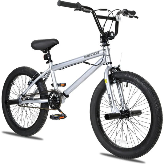 20 inch Freestyle BMX Bike for and Adults Men Women Hi-Ten Steel Frame 360 Degree Rotor Freestyle 4 Pegs Single Speed Teen Bike