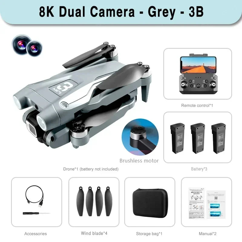 Z908 Pro Max GPS Drone Brushless 8K HD Dual Camera Optical Flow Obstacle Avoidance Foldable Quadcopter RC Distance 9000M