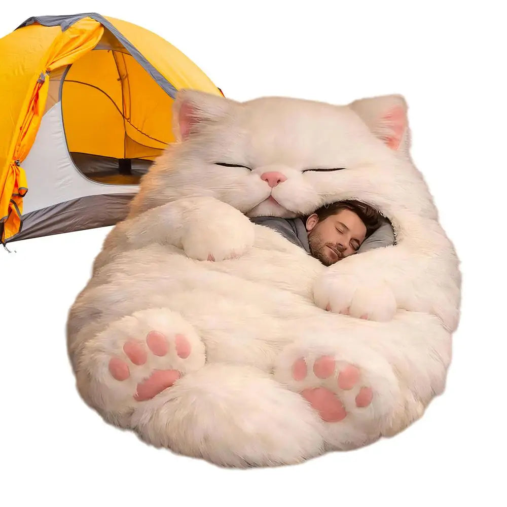 Winter Sleeping Bags 175x80cm Washable Funny Soft Cat Envelope Warm Sleeping Bag For Indoor Home Bedroom Nursery Apartment Women