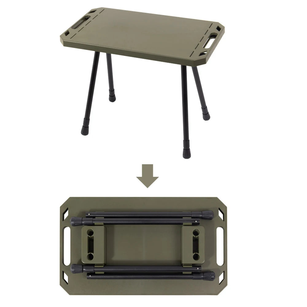Folding Camping Table with Carry Bag, Height Adjustable Lightweight Desk, Two-Sides Hanging Cookware Table for Hiking, Picnic