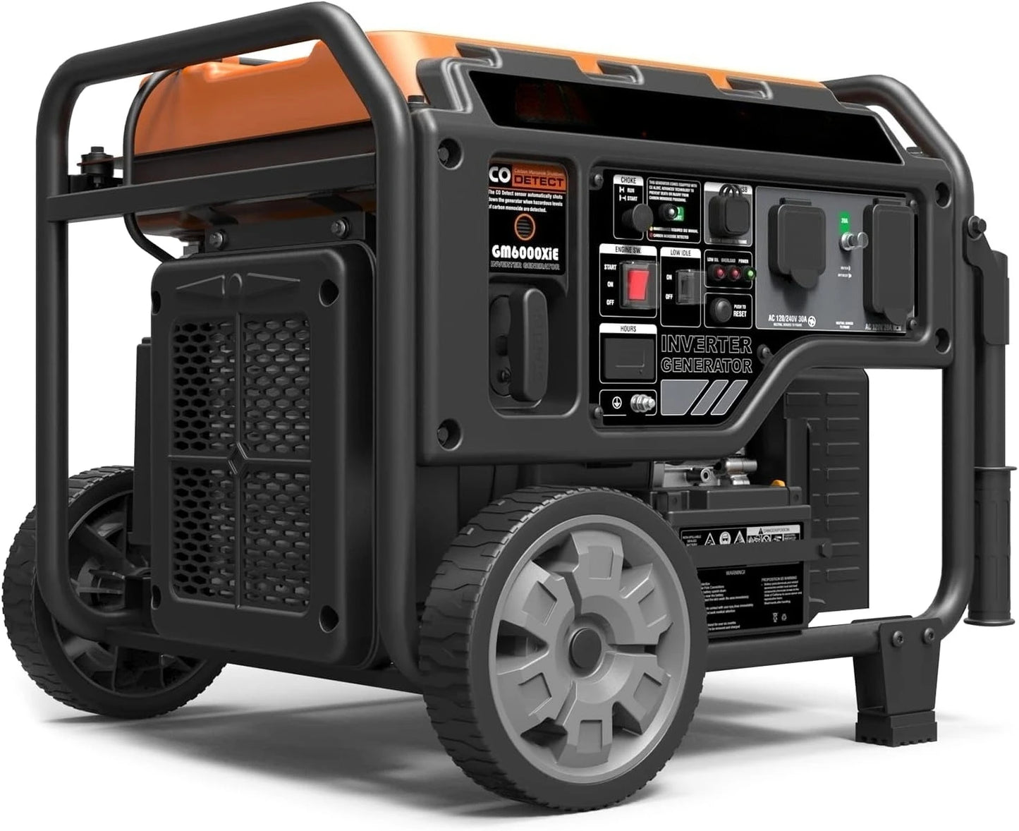 Portable Inverter Generator, 6000W open frame Gas Powered High Speed Engine with Electric Start, Ultra Lightweight for Backup