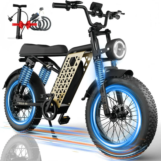 Electric Bike for Adults,20MPH, 48V 13Ah Battery 40-65Miles Ebike Moped Style, 20*4.0'' Fat Tire Electric Dirt Bike