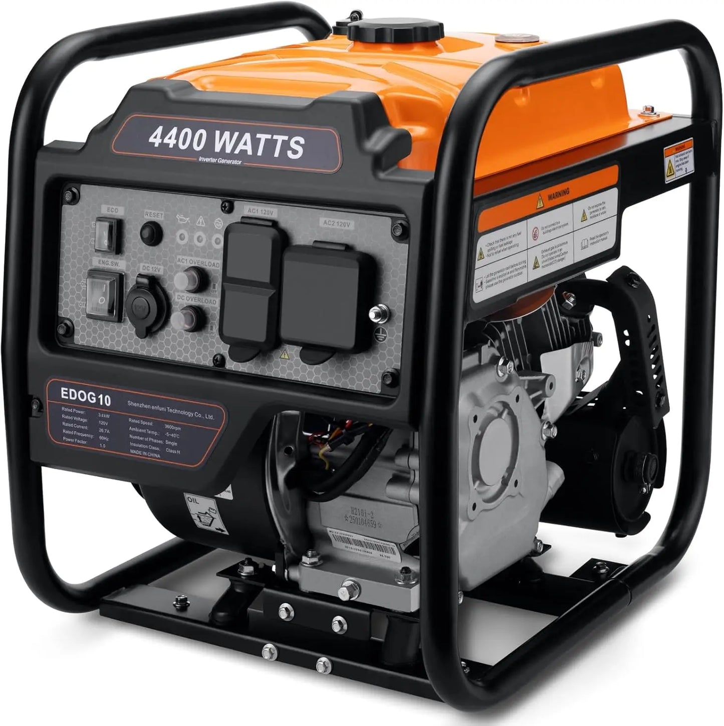 4400W Inverter Generator, Gas Powered, Portable Open Frame, Low Noise, ECO Mode, RV Ready, Emergency Home Backup