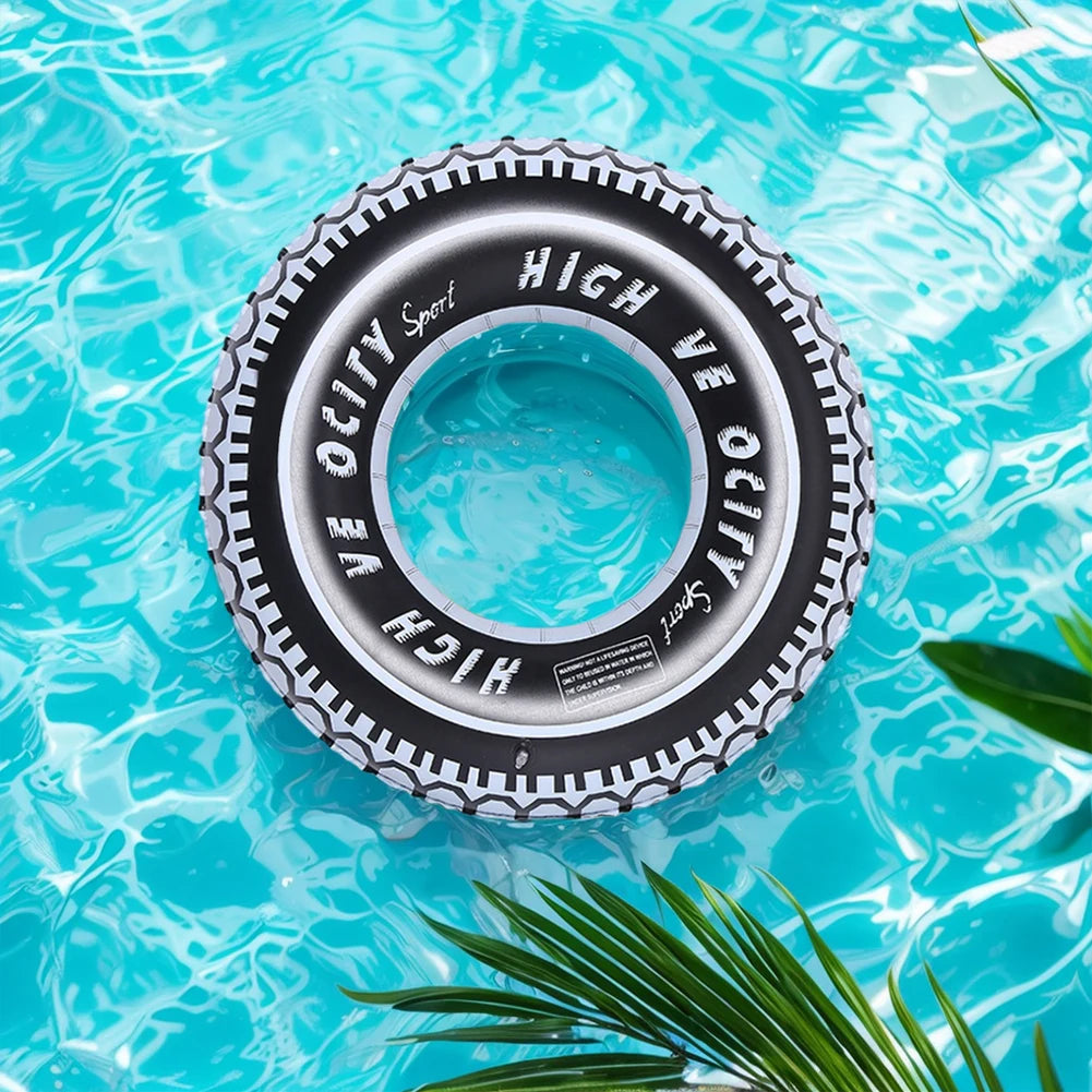 Tire Pattern Blow Up Swim Tube Leakproof Inflatable Swim Ring Swimming Rings Floaties Thickened Pool Rings for Swimming Pool