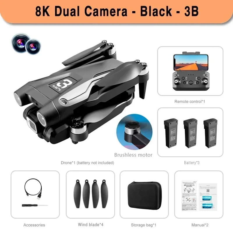 Z908 Pro Max GPS Drone Brushless 8K HD Dual Camera Optical Flow Obstacle Avoidance Foldable Quadcopter RC Distance 9000M