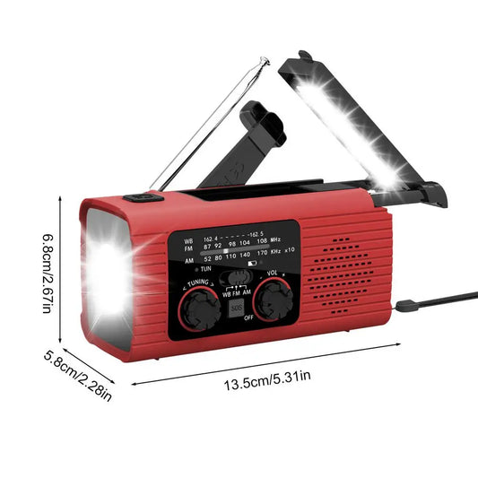 Solar Radio Flashlight For Camping Portable Hand Crank Weather Radio AM/FM/NOAA Radio Crank Radios 3 Way Charging Survival Radio
