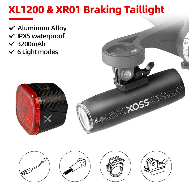 XOSS 200-3000 Lm Bike Light XL1200 Headlight Waterproof Rechargeable Front Lamp Bicycle Light Aluminum Ultralight Flashlight