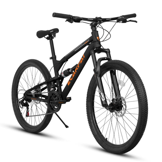 Ecarpat Mountain Bike 26 Inch Wheel, Dual Full Suspension 21-Speed Disc Brakes Thumb Shifter, Carbon Steel Frame Mountain Bike