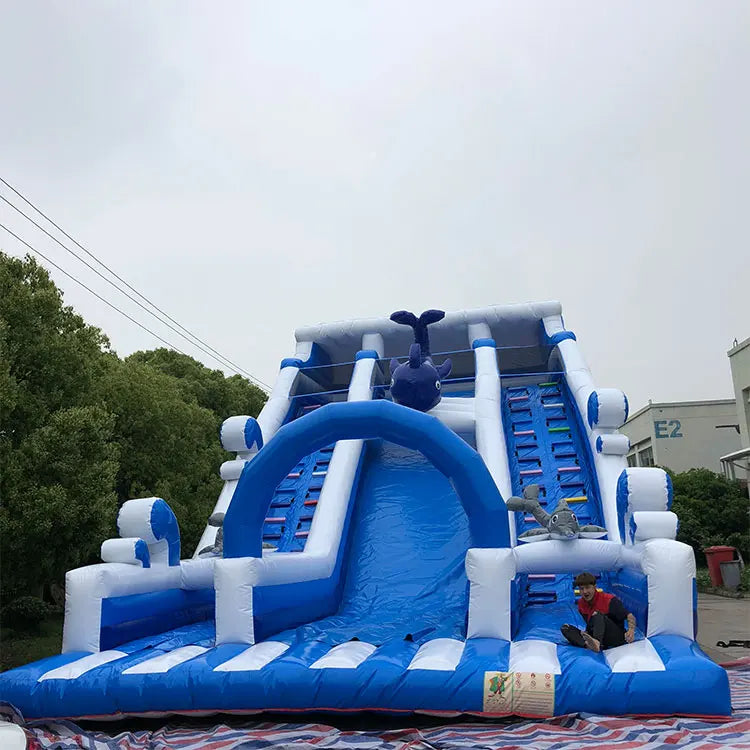 High Quality Customized Style Ocean Theme Blue Blow Up Wet Dry Inflatable Water Pool Bounce Slide