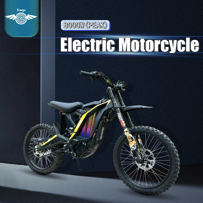 Freego Electric Dirt Bike 8000W 72V 30AH Battery N1 Off Road Electric Motorcycle 19" Fat Tire Full Suspension UL Certified