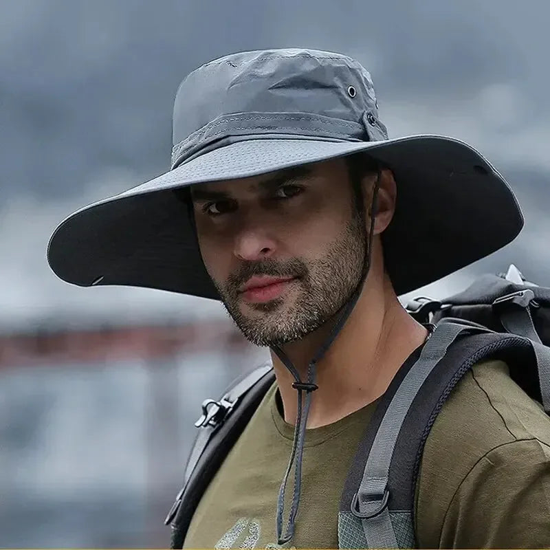 New Sun Protection Fishing Hat Summer Breathable Mesh Camping Hiking Caps Anti-UV Sun Hat Mountaineering Caps Men's Panama Hat