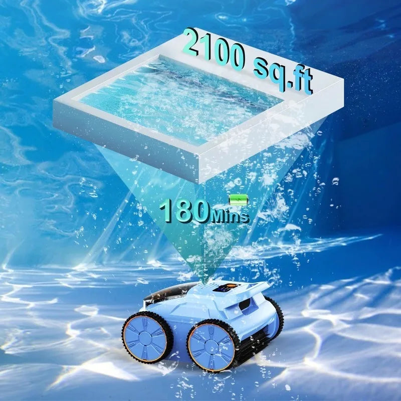 (2025 New) Robotic Pool Vacuum, Robotic Pool Cleaner for Inground Pools, Pool Robot with Smart Navigation, Floor/Wall/Waterline