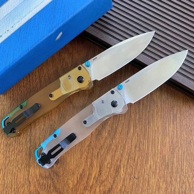 535PEI Transparent Outdoor Folding Knife Wild Camping Convenient Sharp Knife EDC Fruit Pocket knives for outdoor travel